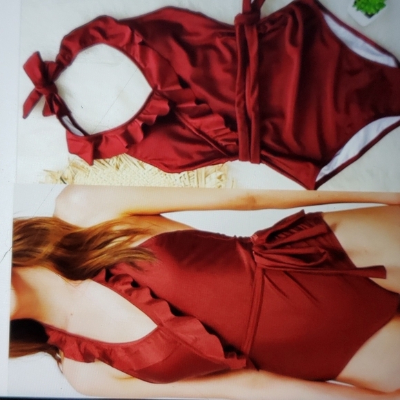 Cupshe Other - LADIES NWT CUPSHE RUFFLED ONE PIECE SWIMSUIT WITH TIE BELT SZ SMALL